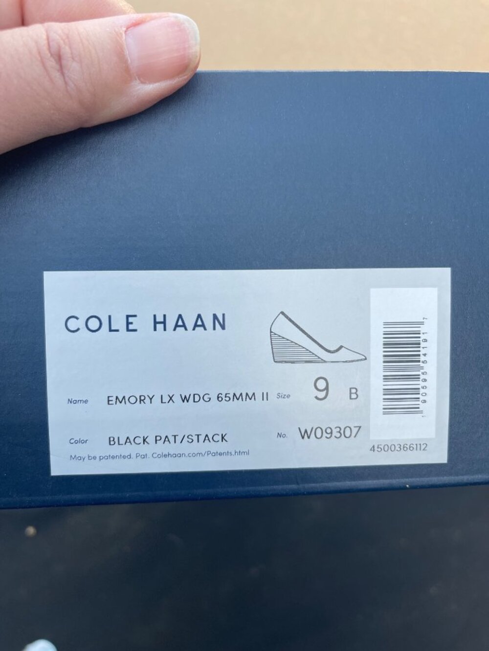 Cole Haan Emory LX Wedge 65mm II Black Pat Stack Leather Size 9B New in Box - Picture 3 of 9